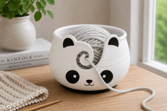 Download Cute Knitting Panda Yarn Bowl STL Model - Cute Collection
