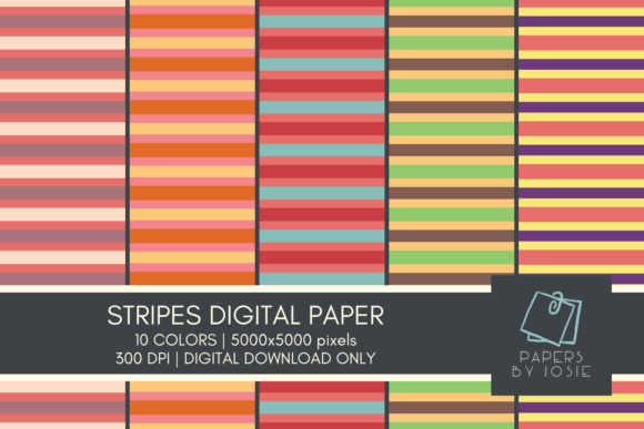 Download Colorful Stripes Digital Paper - Premium Bundle