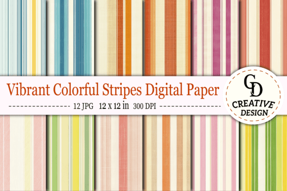 Download Vibrant Colorful Stripes Digital Paper - Colorful stripes Collection