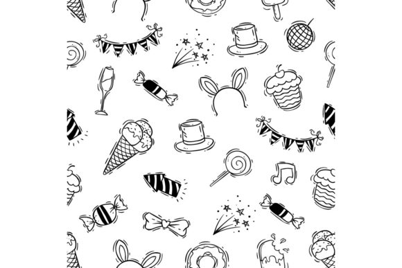 Download Cute Birthday Icons in Seamless Pattern - Cute Collection