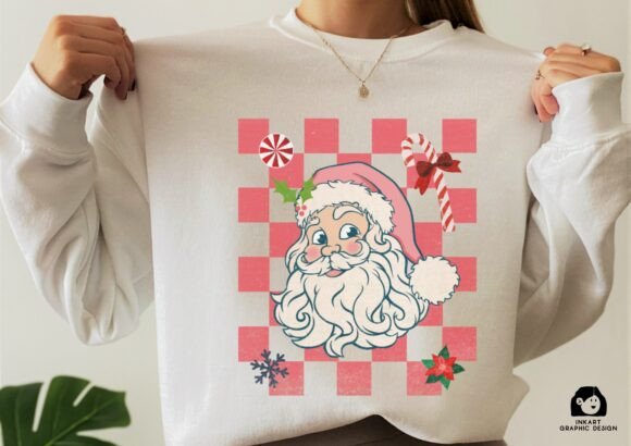 Download Cute Santa with Candies on Checkerboard - Cute Collection