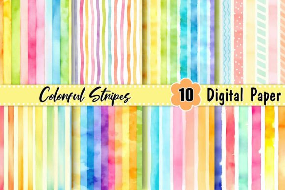 Download Colorful Stripes Digital Paper - Colorful stripes Collection