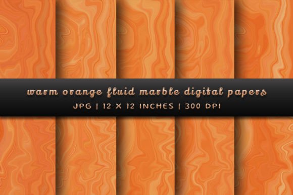 Download Warm Orange Fluid Marble Digital Papers - Warm orange Collection