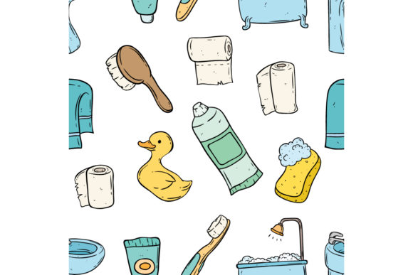 Download Cute Bathroom Icons in Seamless Pattern - Cute Collection