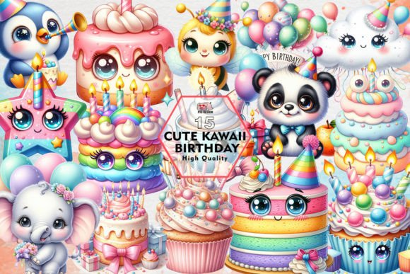 Download Cute Kawaii Birthday Sublimation Clipart - Cute Collection