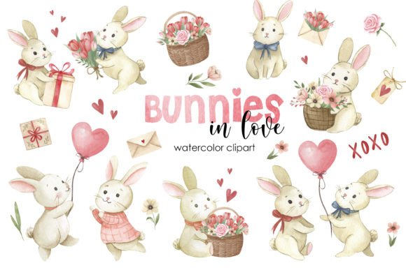 Download Cute Bunnies Valentine's Day Clipart - Cute Collection