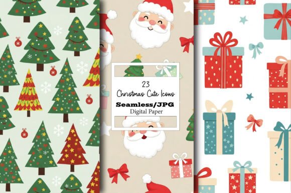 Download Christmas Cute Icons Seamless Pattern - Cute Collection
