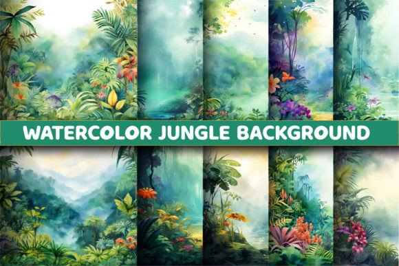 Download Watercolor Jungle Background Papers - Jungle Collection
