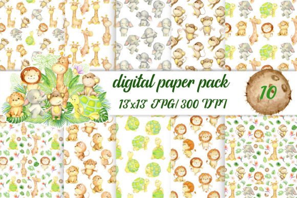 Download Watercolor Safari Animals, Baby Jungle - Jungle Collection