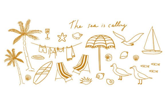 Download Ocean Vacation Line Art - Cute Coast - Cute Collection