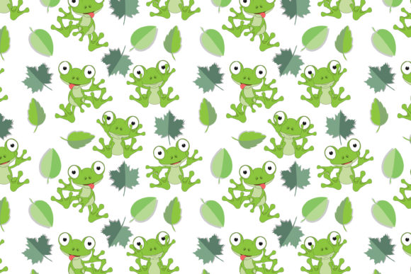 Download Cute Frog Cartoon and Leaf Pattern - Cute Collection